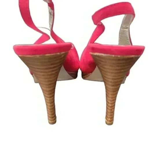 Style & Co. Women's Red Faux Suede Open Toe 3" Heel Sling Back Sandals - Picture 7 of 9